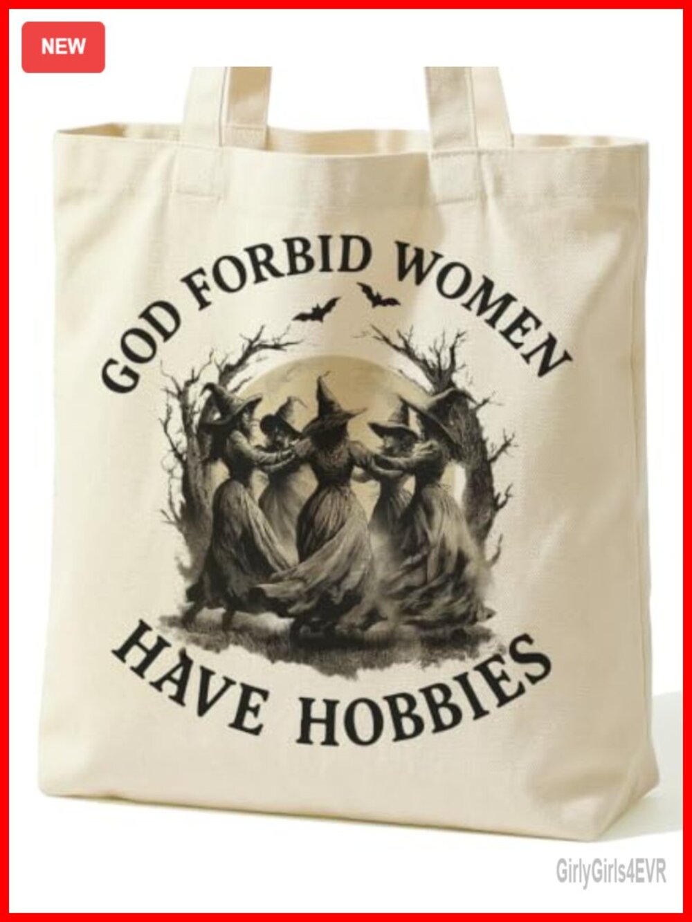 Gothic Witch Tote Bag Halloween Canvas Shoulder Bag